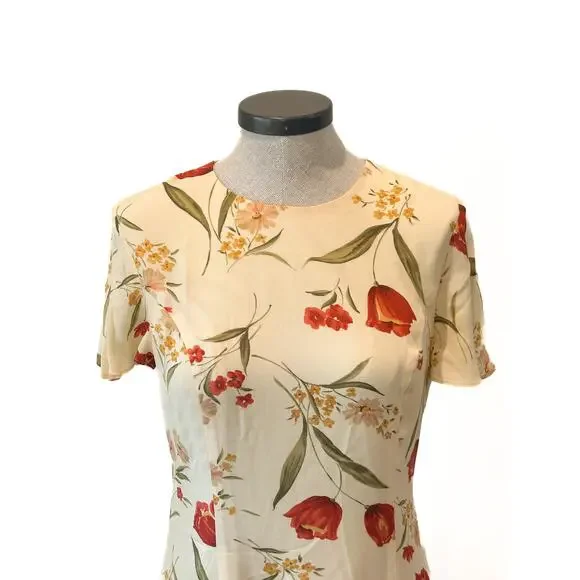 Talbots Petites Floral Midi Dress 4P Cottagecore Spring Tea Dress - Picture 4 of 5